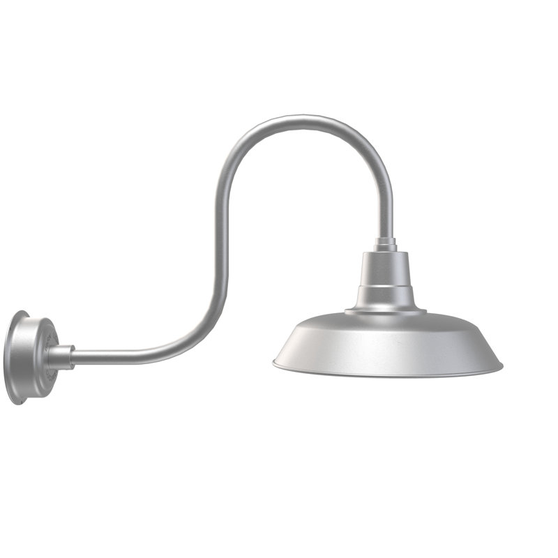 Luminaire de grange d'extérieur à DEL Haleigh, H 9 po x l 16 po x P 17 po, Argent galvanisé