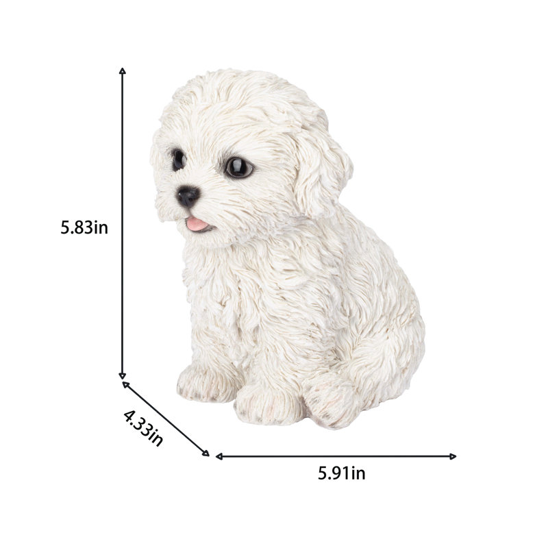 White Bichon Frise Decorative Puppy Figurine for Home & Garden Décor, Handpainted Polyresin Dog Statue, Realistic Design | Gift for Dog Lovers | Weather-Resistant Indoor/Outdoor Decor