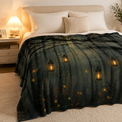 Jeté Mystical Forest Lanterns, doudou Enchanting Woodland Vibe pour canapé-lit Home Decor