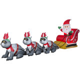 Christmas Inflatable Santa's Sleigh with Raccoons
