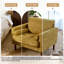 Fauteuil club capitonné Iliana en chenille à accoudoirs carrés avec 2 coussins-621274504
