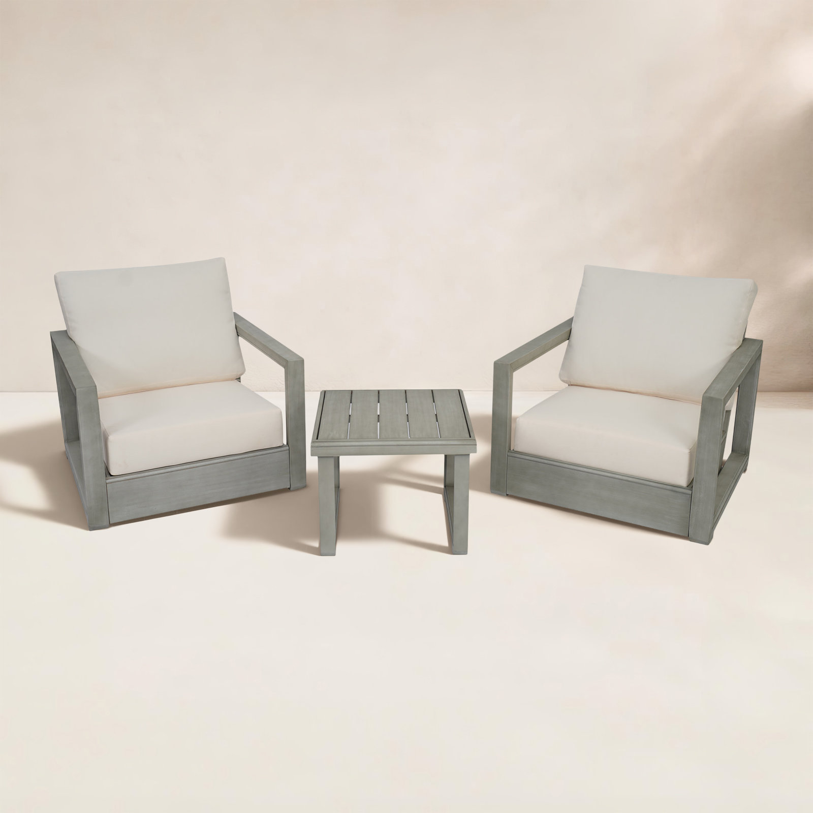 Donnie 2-Person Acacia Patio Seating Group, Light Gray