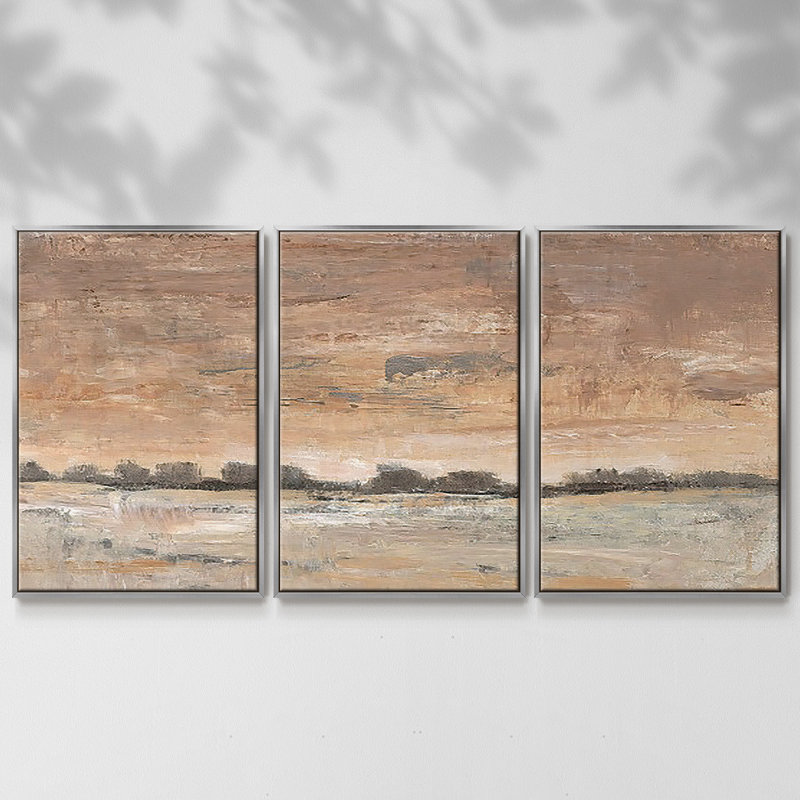 Tôt le soir, lumière I 3 pièces, H 40 po x l 78 po x P 2 po, Argent