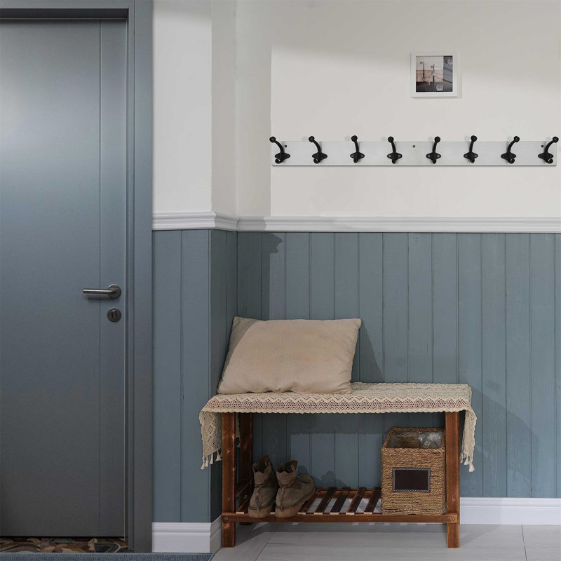 8 - Hook Coat Rack, Black/White
