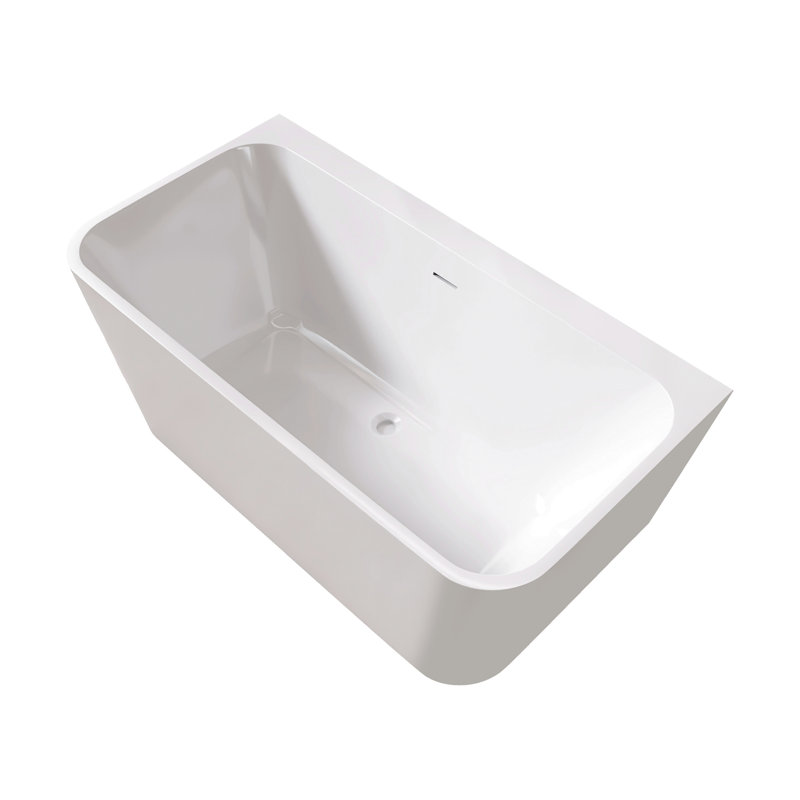 55" Rectangular Gloss White Acrylic Soaker Tub, With Materials, Fiberglass Reinforced Bottom, Non-Slip Feature, Design, Drains Not Provided Bathtub, Soaker, Resin And , Reinforcement, For Secure Use,