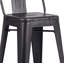 Tabouret de bar 24 po en métal de style rustique rustique avec dossier, tabouret de bar de cuisine, construction légère et robuste, ensemble de 4 - noir mat