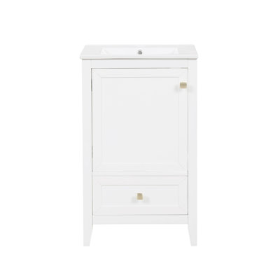 20" Bathroom Vanity With Sink, Bathroom Cabinet With Soft Closing Door, Storage Rack And A Drawer, White
