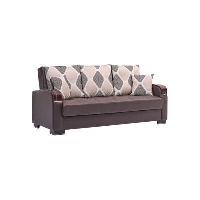 Nesler Mobi Max 87 in. Vegan Leather 3-Seater Twin 3-in-1 Sleeper Sofa Bed with Storage by Orren Ellis