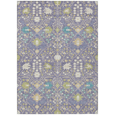 Tapis d'intérieur lavable bleu et vert oriental lavable 5 pi x 8 pi
