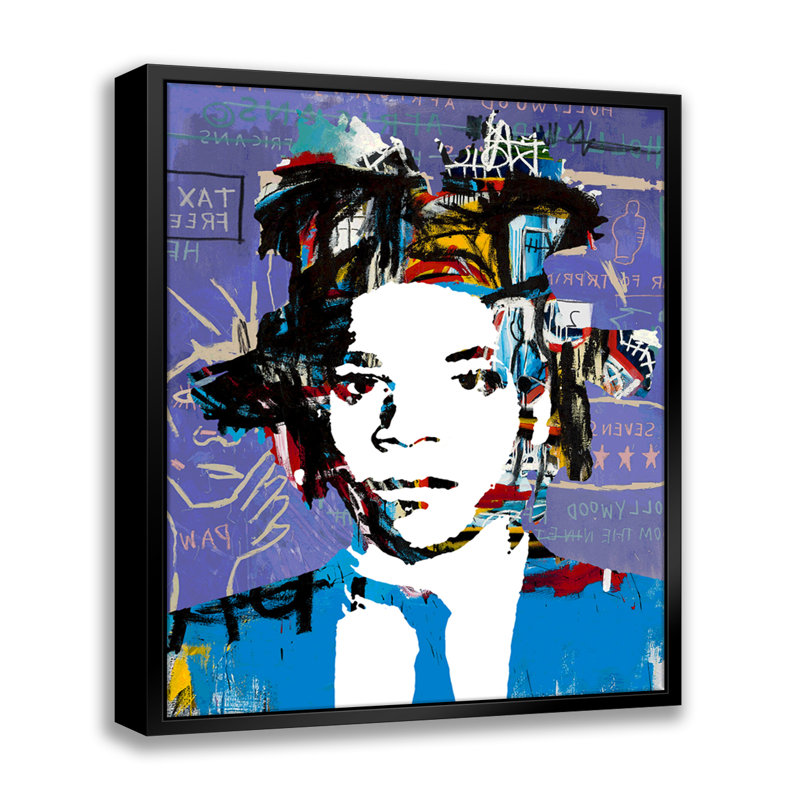 Pop Art Basquiat - estampe numérique sur toile avec cadre flottant vertical, H 16 po x l 13 po