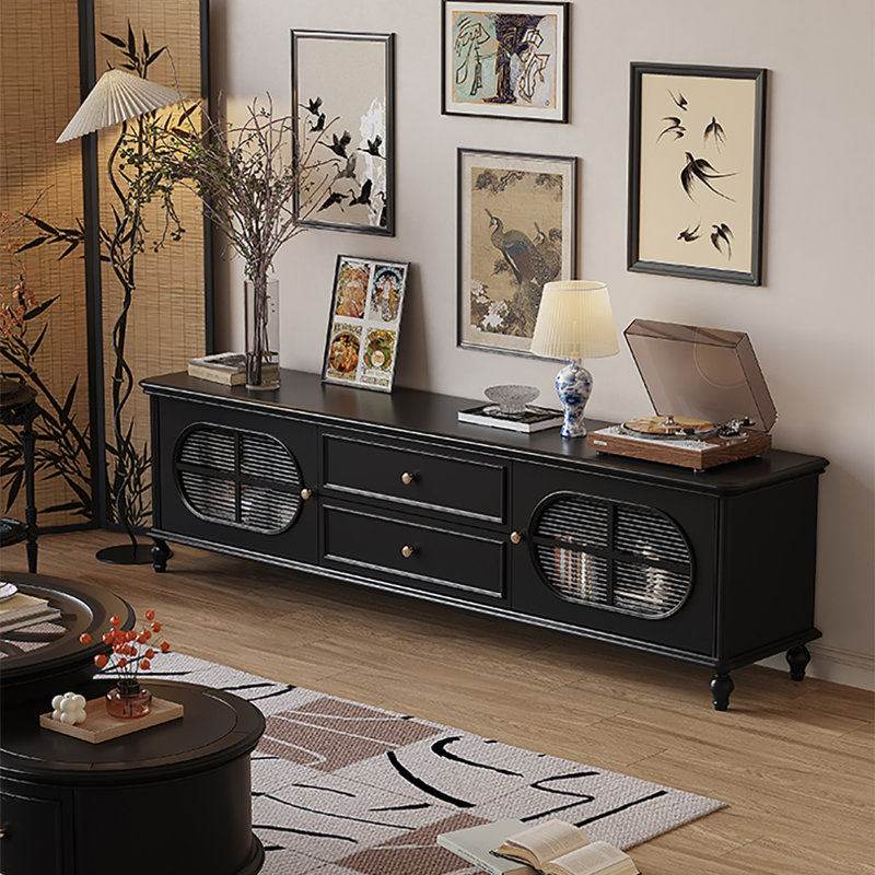 Meuble télé noir rétro, 70.9"