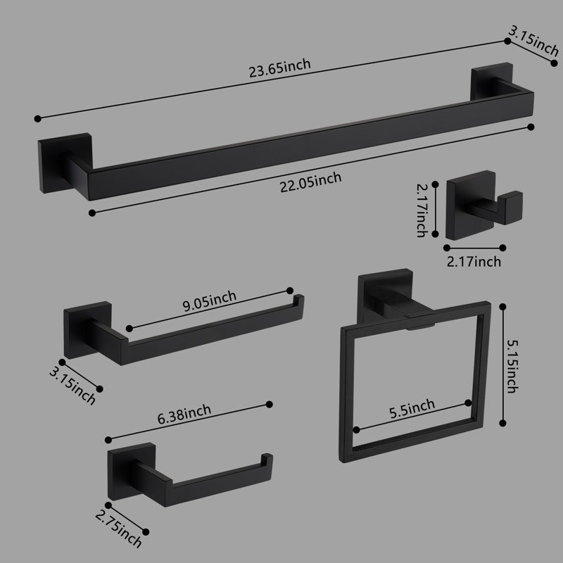 Ensemble de quincaillerie de salle de bain 10 pièces, Noir mat