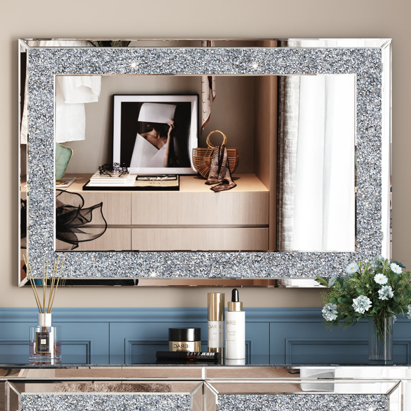 Faustine Glam Crystal Decorative Wall Mirror, 35.43" x 23.6"