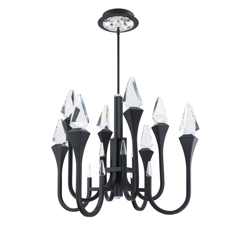 Plumeria LED Pendant, Black, 25.25" H x 34.13" W x 34.13" D, 8 Lights