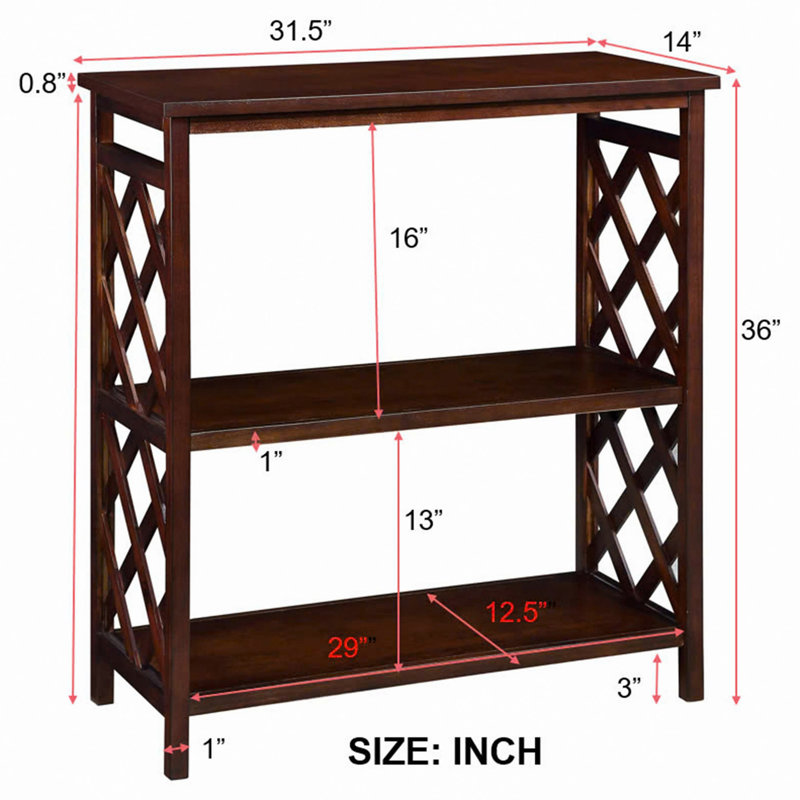 Console Table 3-Tier With Storage Shelves,Open Bookshelf Bookcase With Solid Wood Legs For Hallway, Living Room And Bedroom