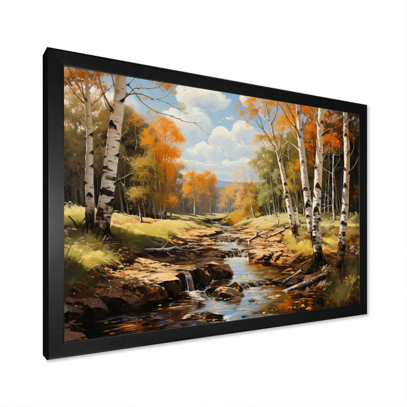 «Birch Woods Sunlit Grove III», reproduction sur toile, Cadre photo noir, H 24 po x l 32 po x P 1 po