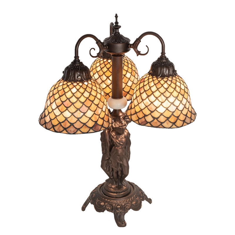 Meyda Tiffany & Stained Glass Arched Table Lamp, Lavender Purple, 23" H x 18.5" W x 18.5" D