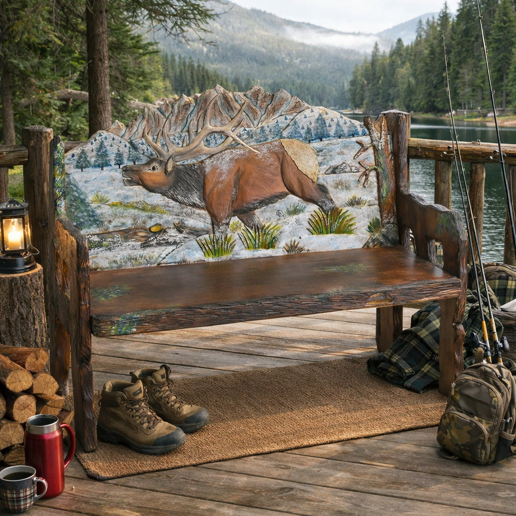 Moose Racing Bench Loon Peak® Timberland Moose Bench | Wayfair
