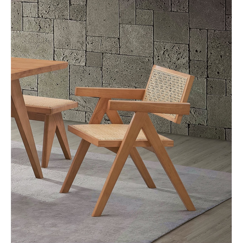 Ensemble de 2 fauteuils de cuisine décontractés en rotin de style Mid-Century