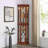 Corner Curio Cabinet With Lights, Adjustable Tempered Glass Shelves, Mirrored Back, Display Cabinet,Light Walnut (E26 Light Bulb Not Included)-2108009121
