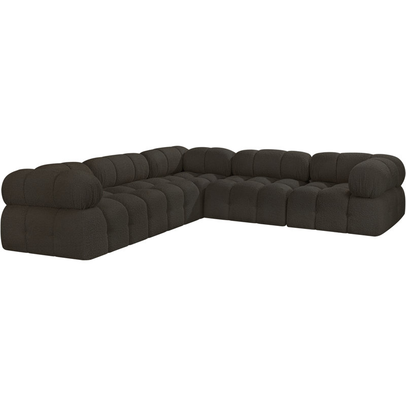 Ames Upholstered Sofa, Brown Boucle Fabric, 2 Armless, 3 Corner
