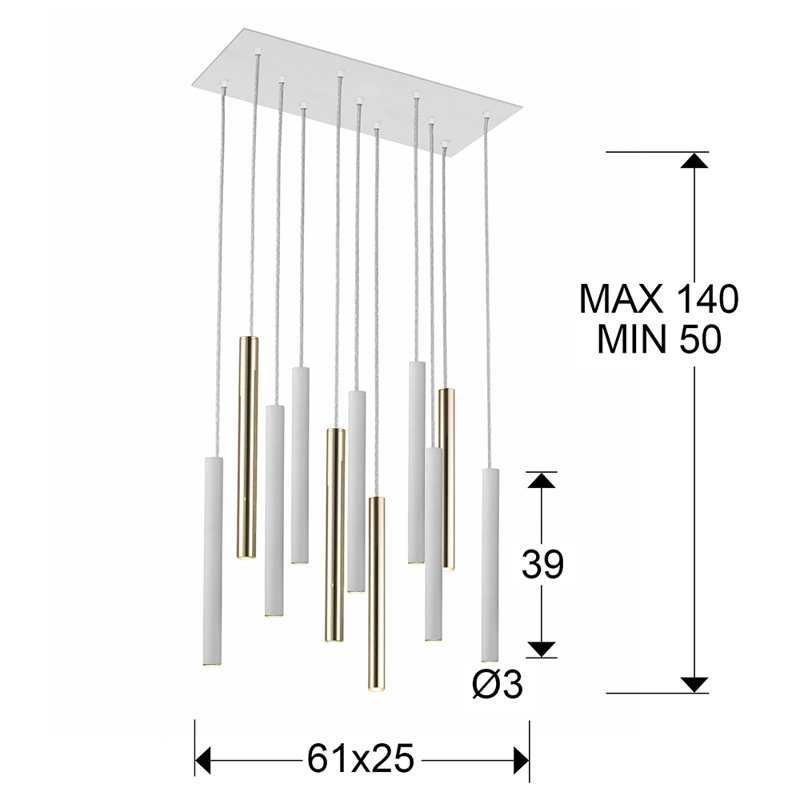Kuhlmann 11 - Light LED Cluster Pendant, Bright Gold/Matt White