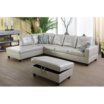 Brevard Faux Leather L-Shaped Sectional