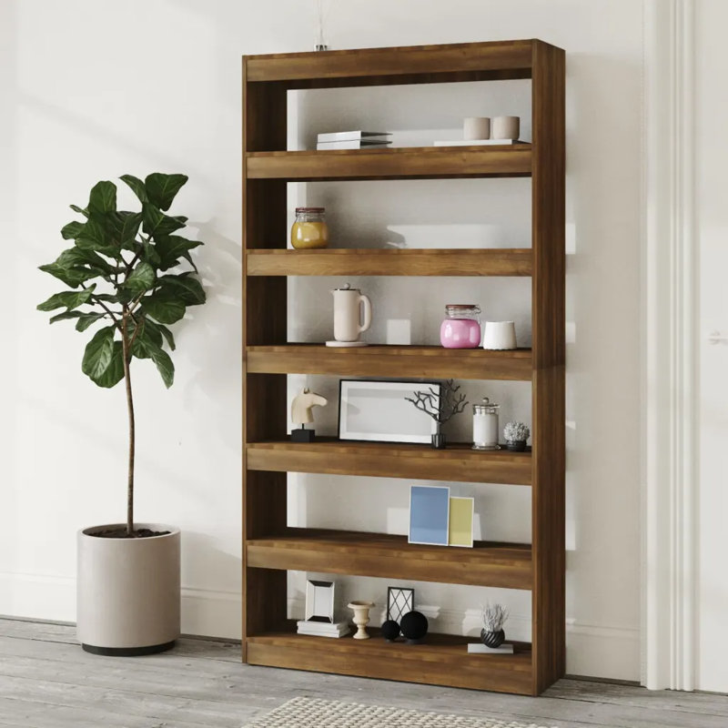Garneta Bookcase, (4 Shelves) 199.5cmH x 80cmW x 30cmD, Brown