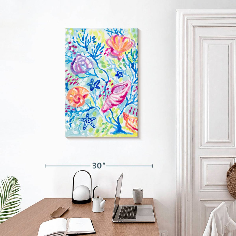 Brampt, coquillages dans le corail, H 30 po x l 20 po