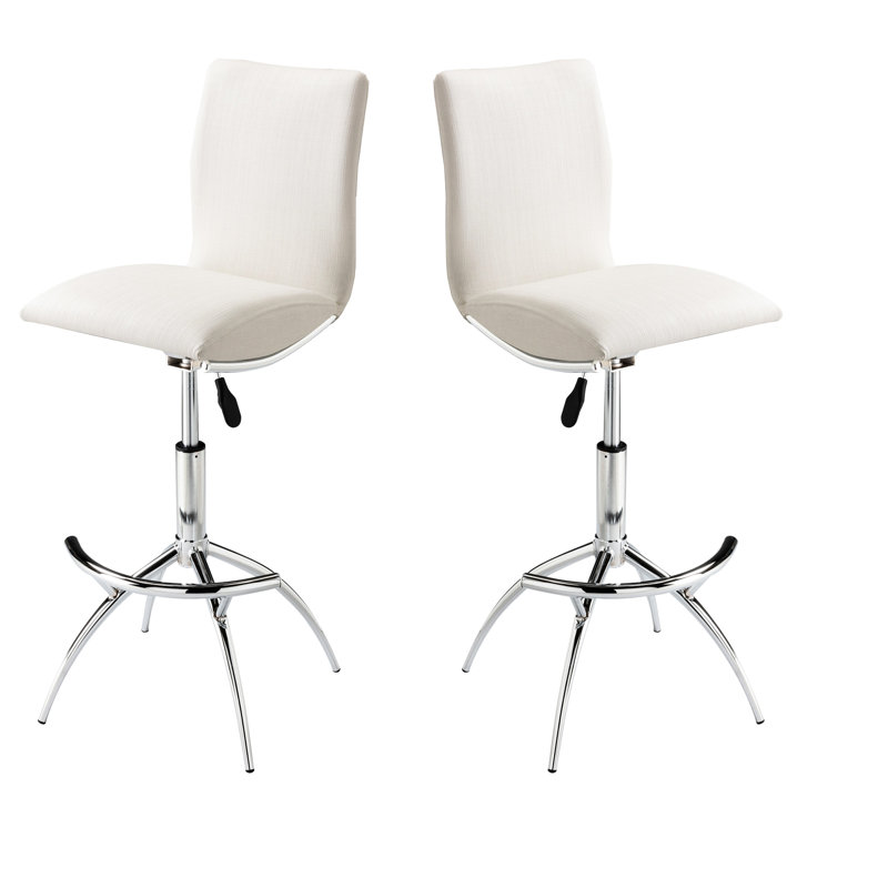 Ensemble de 2 tabourets de bar modernes en simili cuir texturé blanc doux, structure, hauteur réglable, tabouret de bar contemporain en mousse facile d'entretien (2), avec texture, support en métal, siège, coussin de siège