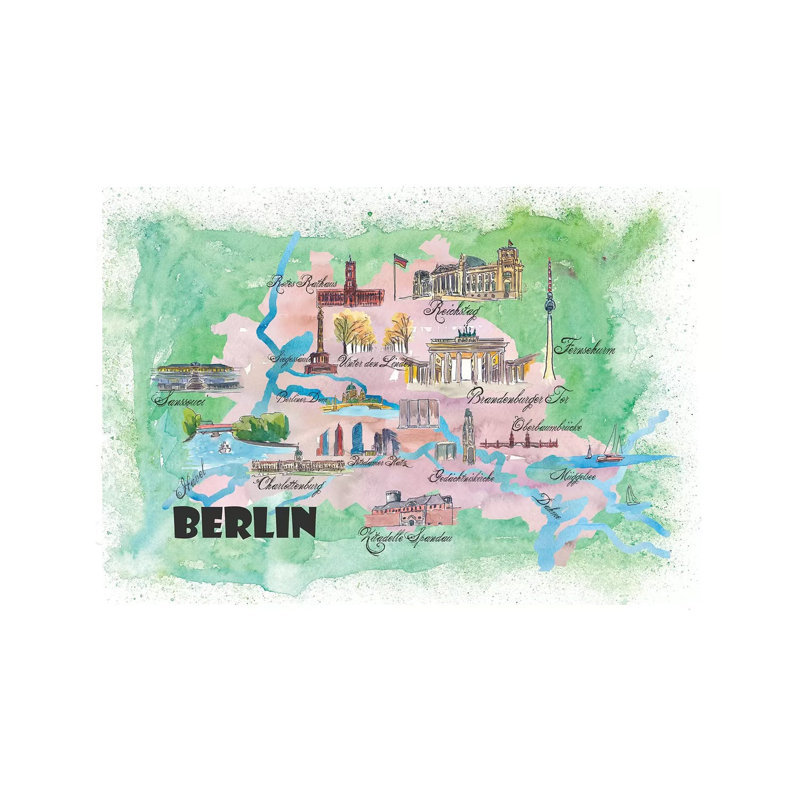 Berlin, Germany Travel Poster by Markus & Martina Bleichner - Wrapped Canvas Gallery-Wrapped Canvas Giclée