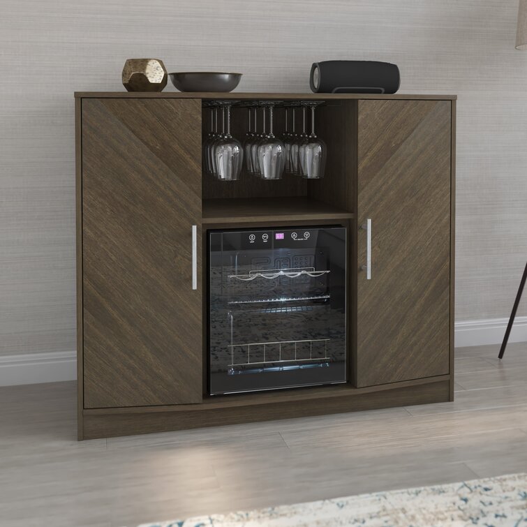 Azucena Bar Cabinet with Refrigerated Cooler Wade Logan Color: Stromburg Oak