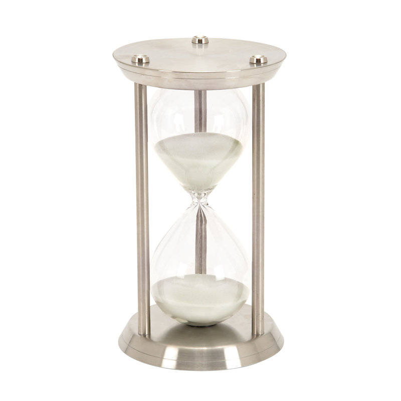 Elegant Silver Metal and Glass 12" Hourglass Sand Timer