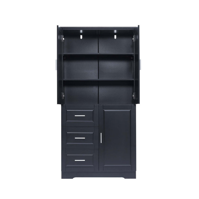 Armoire de rangement élégante Figueredo - Rangement de salle de bain spacieux avec portes et trois tiroirs - Améliorez votre espace dès aujourd'hui