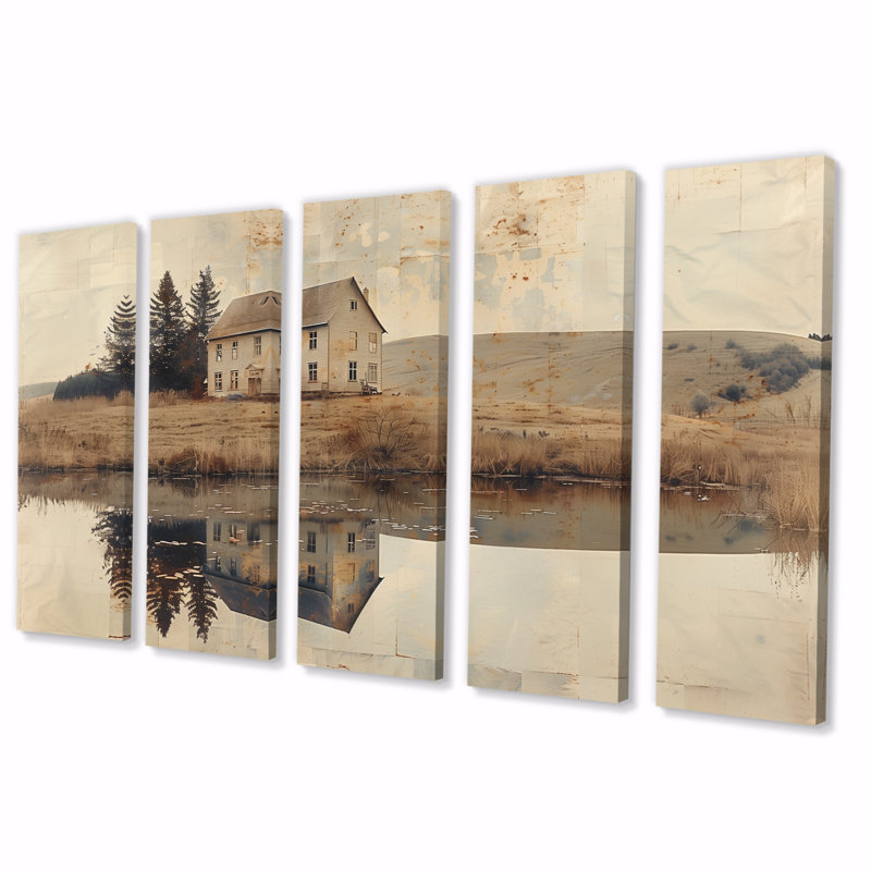 «Brown American Farm Landscape III», ensemble d'art sur toile, H 32 po x l 80 po