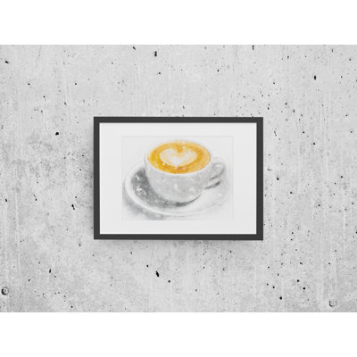 Coffee Cup - Single Picture Frame Illustration on Wood