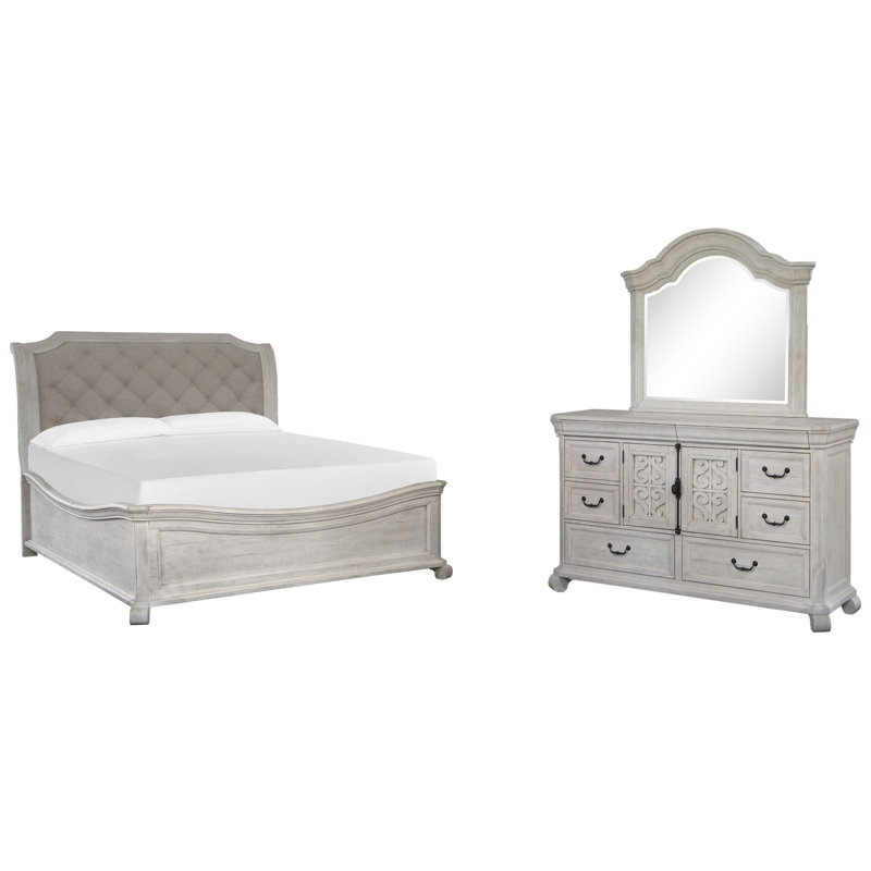 Grand lit-bateau et commode avec miroir