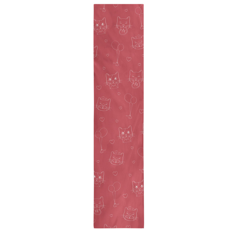 Chemin de table chats saint-valentin hol, L 72 po x l 16 po, Rouge, Polyester