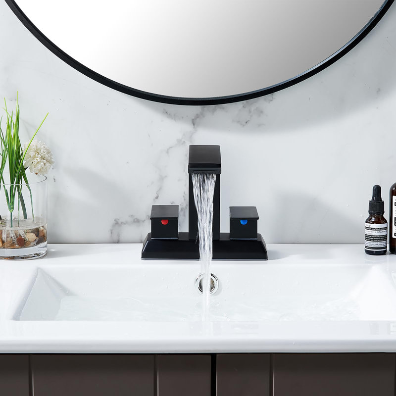 Robinet de salle de bain central noir 4 pouces à 3 ou 2 trous, robinet de meuble-lavabo noir mat à 2 poignées, robinet de lavabo, robinet de lavabo pour véhicule récréatif avec trop-plein et tuyau d'évacuation