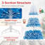 Arbre de Noël artificiel 7 pi avec 1264 branches et base pliante en métal blanc et bleu-1036524049-1036524054