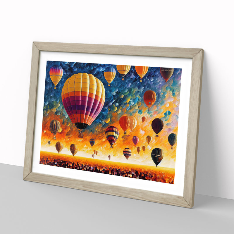 Hot Air Balloons Vol.3 Abstract - Framed Print, 46cm H x 64cm W x 2cm D, Oak