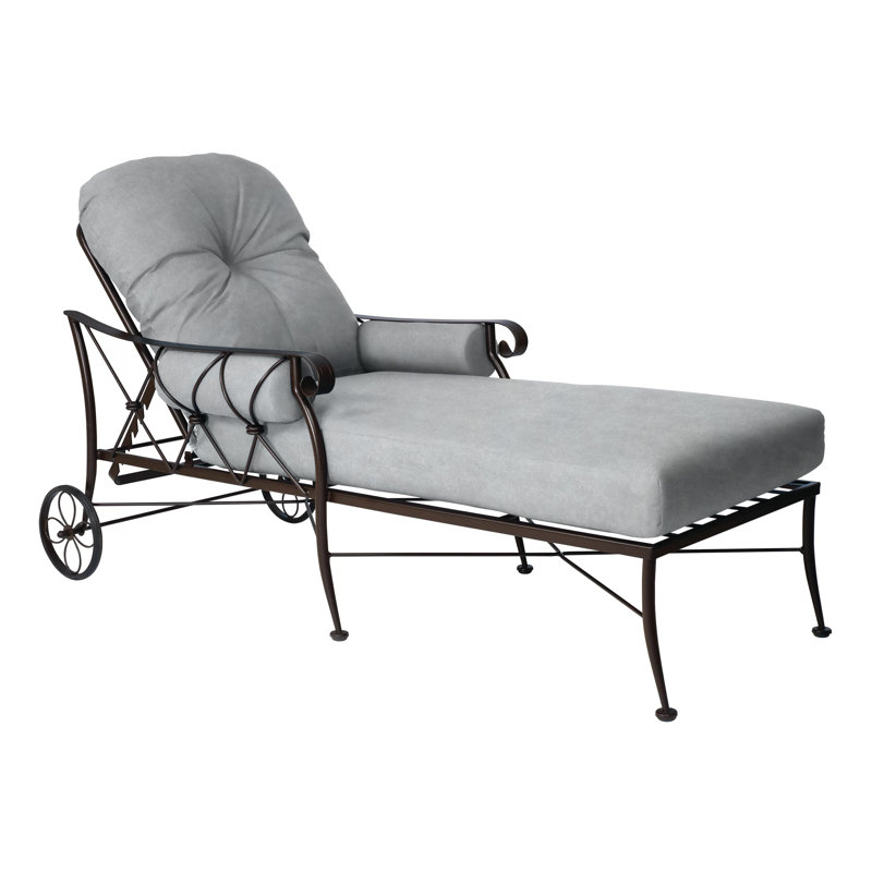 Derby Outdoor Chaise Lounge, Spectrum Indigo Sunbrella® Plainweave, Chestnut Brown