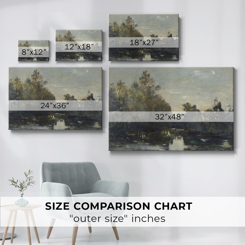 Paysage rétro - CCXXCV, reproduction d'art sur toile, H 25 po x l 37 po