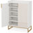 29.52 Inches White & Gold Shoe Cabinet With Doors, 5 Tiers Shoe Storage Organizer-1621605618