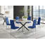 Tierra Modern Marble Effect and Metal 6 Seat Dining Table Set - Luxury Velvet Dining Chairs-88388488-88388498