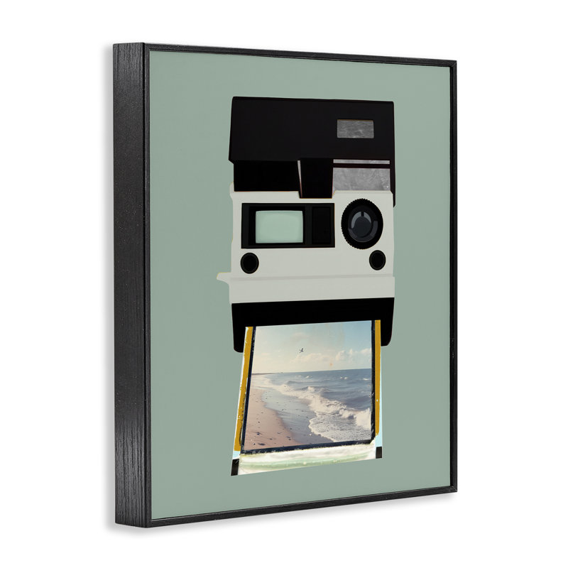 Drap de plage rétro, estampe numérique, design par Annabelle Hall, H 14 po x l 11 po, Giclée encadrée noir minuit