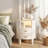 Kentshire Oval White Nightstand with LED and Glass Tabletop-1870390391