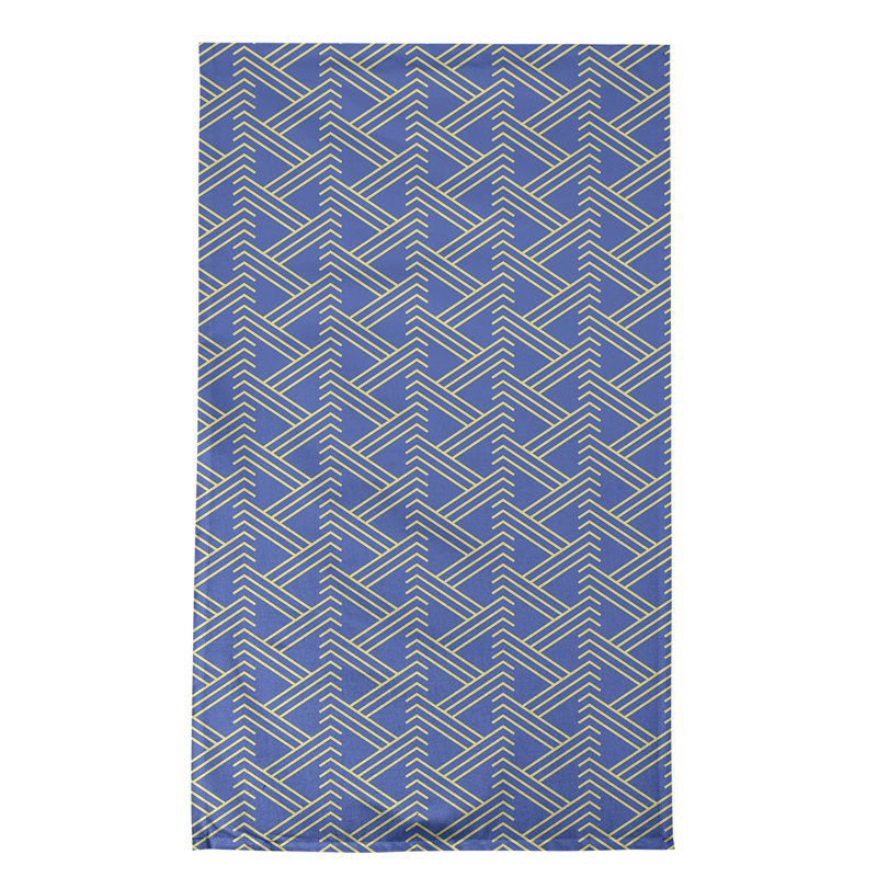 Torchon à thé zigzag classique, Jaune/bleu, Croisé en coton