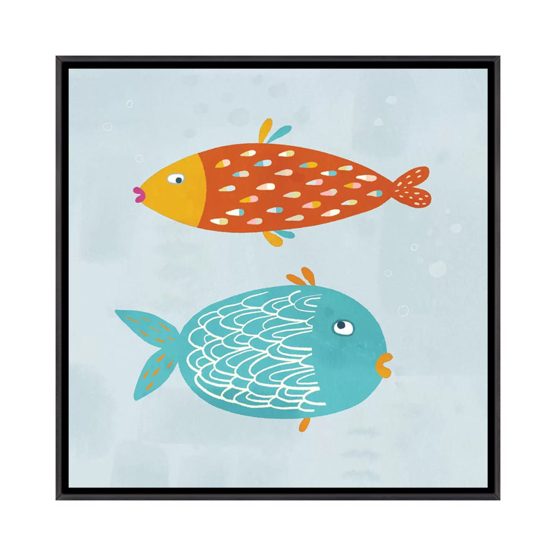 «Sarcastic Fish» par Nic Squirrell - impression d'art graphique, H 37 po x l 37 po x P 1,5 po, Toile avec cadre noir patiné