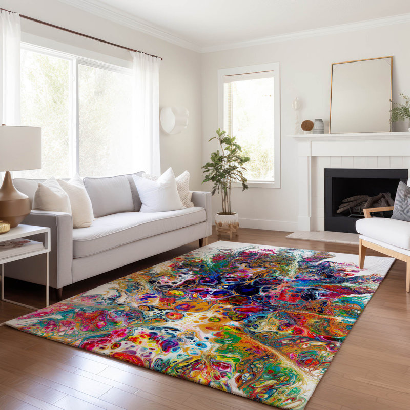 Premium Machine Washable Mayfield Kaleidoscope Rug, Rectangle 9' x 12'